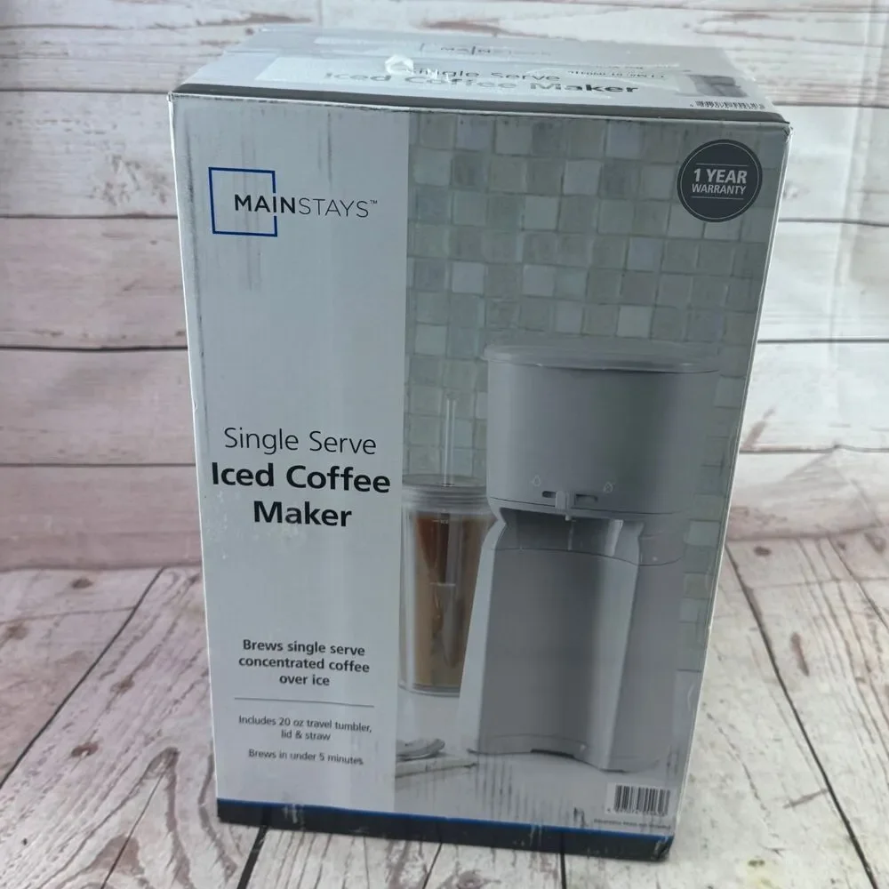 Mainstays Single Serve Iced Coffee Maker 20 Oz Soft Silver